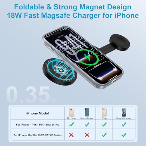 18W Fast Wireless Charging Station MagSafe Charger Stand for iPhone 17e 17 - image 4
