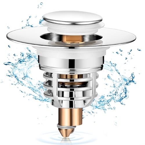 Diboniur Upgraded Sink Plug, Improved Bathroom Sink Plug Replacement, Universal Sink Stopper, Pull Type Sink Plug Strainer Stainless Pop up Bidet Plug for Bathtub, Kitchen, Basin for (32-41mm）