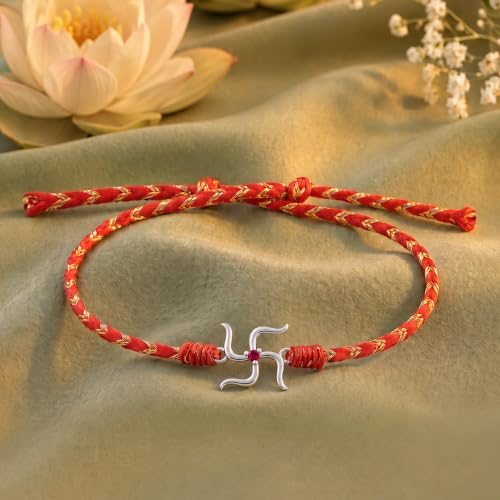 Image of Unniyarcha 925 Sterling Silver God Blessings Rakhi for Men | Certified Silver Raksha Bandhan Rakhi for Brother