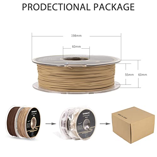 Image of iSANMATE 3D Printer Filament, PLA Filament 1.75mm Bundle, White and Sandal Wood Filament Bundle 2kg /Spool (20% Wood Powder+80% PLA)