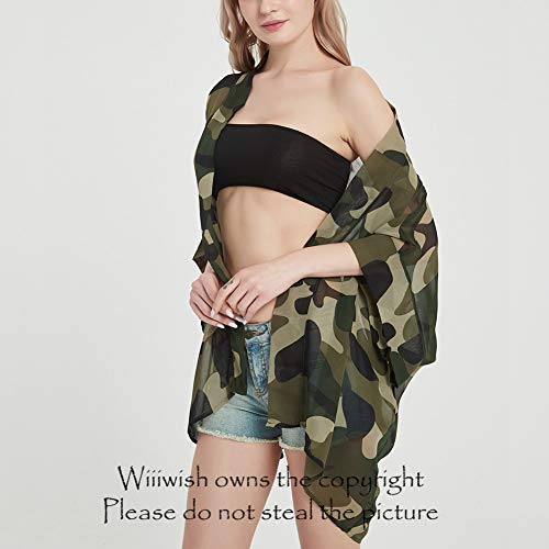 Womens Bohemian Floral Sheer Chiffon Kimono Beach Bikini Cover up Cardigan Capes Tunic4