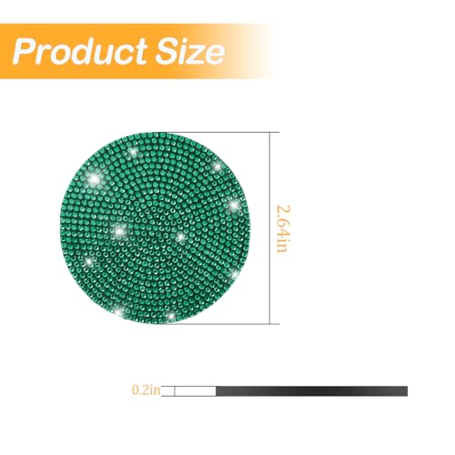 Image of Osilly Bling Car Cup Holder Coaster, 2 Pack Crystal Rhinestone Anti-Slip Insert Coasters, Universal 2.75 Inch Fashion Automotive Cup Mat, Car Interior Accessories Decor Gifts for Women (Green)