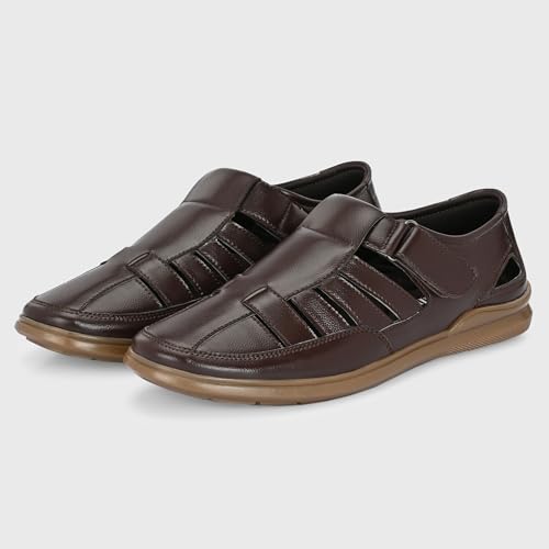 Image of Centrino Men's Fisherman Sandals | Stylish Closed-Toe Design | Soft Cushioned Footbed | Genuine-Look Upper | Comfortable for Daily & Outdoor Wear (9489)