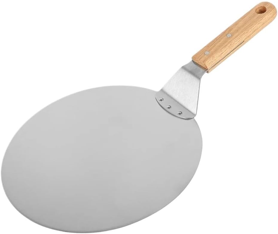 Pizza Peel 6.5/10/12Inch Pizza Shovel Metal Non-Stick Pizza Peel with Wood Handle Cake Lifter Transfer Tray for Homemade Baking Pizza Bread Pizza Paddle