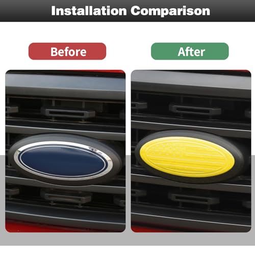 Image of CheroCar for F150 Emblem Cover Trim,Logo Back Badge Decoration Cover Trim Compatible with Ford F150 F-150,Yellow