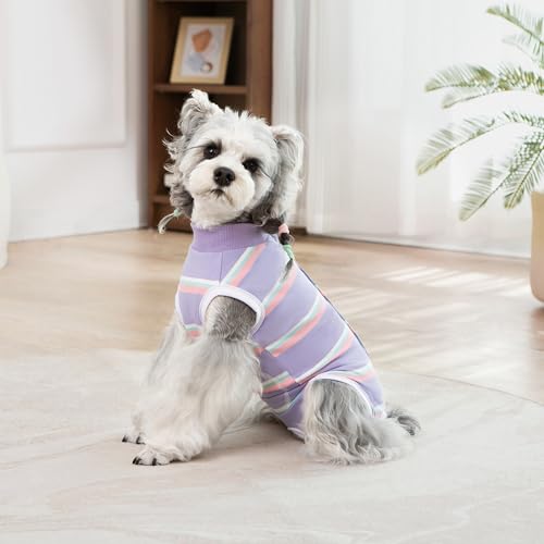 Image of Dog Surgery Recovery Suits, Sleeveless Dog Recovery Suit Male, E-Collar & Cone Alternative Bodysuits After Surgery, Striped Dog Onesie Pajamas, Pet Surgical Vest for Wound Care