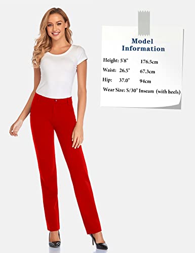 Image of Tapata Women's 28'' /30'' /32'' /34'' Stretchy Straight Dress Pants with Pockets Tall, Petite, Regular for Office Work Business