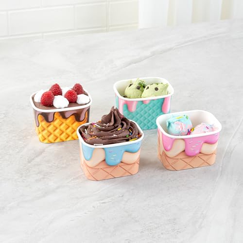Image of Coppetta 12 Ounce Dessert Cups, 200 Greaseproof Ice Cream Cups - Lids Sold Separately, For Hot And Cold Foods, Assorted Cone Paper Yogurt Bowls, Disposable, Sturdy - Restaurantware