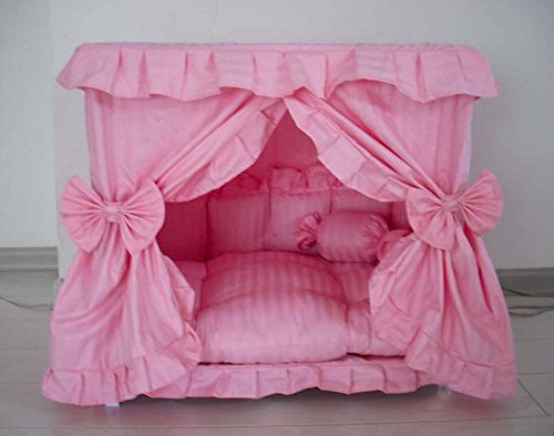 Princess Pink Pet Dog Handmade Bed House+1 Candy Pillow (M) - Image 3