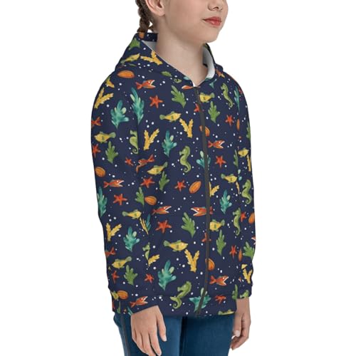 Shells and Seaweed Kid Hoodies Boys Zip Up Sweatshirts Girls Pullover with Pocket4