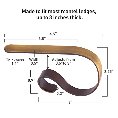 Rzkipdy Christmas Stocking Holder For Mantle - 6 Pack Low Profile Elegant Adjustable Xmas Stocking Hanger Non-Skid Metal Lightweight Stocking Stand Hooks For Fireplace Home Decor Party Supplies #TOP6