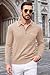 COOFANDY Mens Long Sleeve Polo with Collar Knitted Pullover Casual Classic Sweater 2024 Trendy Outfits Light Khaki
