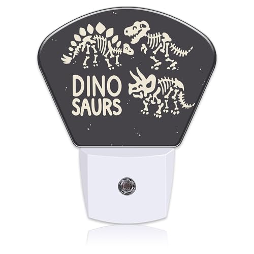 Image of Cute Skeletons of Dinosaurs Night Light for Kids, Dinosaurs Skeletons LED Night Light Plug into Wall with Dusk to Dawn Sensor for Girls Boys Bedroom, Hallway, Kitchen, Bathroom, Stairs Decor