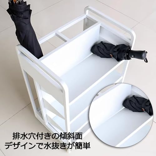 Rectangular Umbrella Stand with Wheels Metal Entryway Umbrella Holder Drip Tray Space Saving Design Large Capacity for Home or Office Use