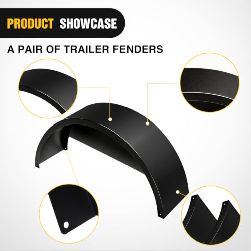 Image of Nilight Round Trailer Fenders Single Axle Mud Guards 14 to 16 in Wheels