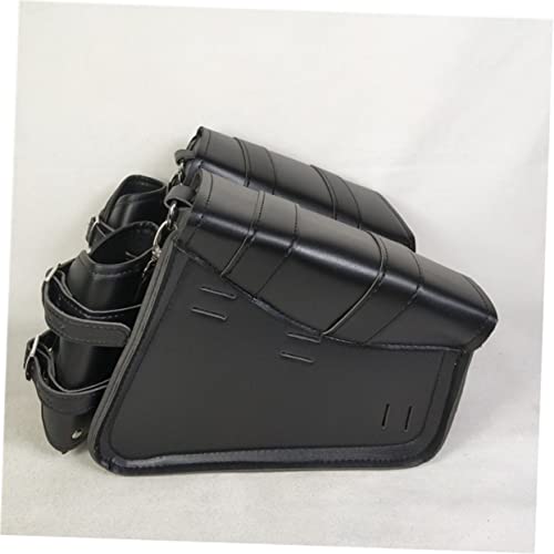 Alforja para motocicleta de cuero PU con correa gruesa, diseño lado izquierdo, bolsa de almacenamiento duradera para ciclismo y senderismo al aire libre miniatura 4