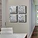 Statements2000 Mesmerizing Sleek Silver Contemporary Hand-Made Metallic Wall Accent with Abstract Multi-Design Etchings - Set of Four Home Decor, Modern Metal Wall Art - 4 Squares by Jon Allen