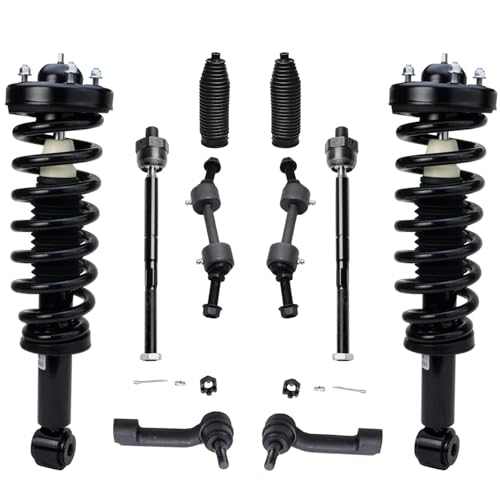 Image of Detroit Axle - Front Struts Kit for 07-13 Ford Expedition Lincoln Navigator, Struts & Coil Spring Tie Rods Sway Bars Boots 2007 2008 2009 2010 2011 2012 2013 Replacement Suspension