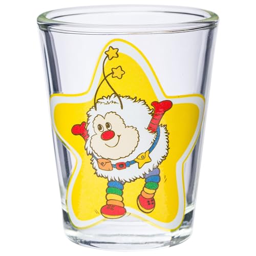 Image of Silver Buffalo Rainbow Brite 4 Piece Mini Glass Set Featuring Starlite, Twink, Rainbow Brite, and Puppy Brite, 1.5 Ounces
