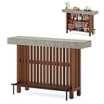 LITTLE TREE 63-Inch Home Bar Table, 2-Tier Storage Shelf Mini Bar Unit, Kitchen Pub Table, Small Bar Counter, Grey + Rustic - Image 4