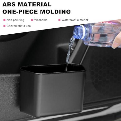 Image of Yourkar Car Trash Can with Lid, Plastic Mini Auto Hanging Dustbin with Garbage Bags, Trash Organizer with Lid Garbage Holder Container for Vehicle Office Home, Car Accessories (Black)