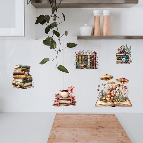 Transferencia de muebles con flores de libro vintage calcomanías autoadhesivas 8
