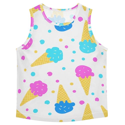 J JOYSAY Cartoon Icecream Dot White Boys Tank Top Sleeveless Muscle Shirts Quick Dry Kids T-Shirts 3-15T