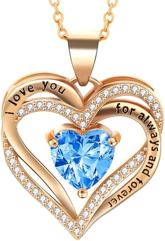 Necklace for Women, Heart Infinity Birthstone Jewelry Gift for Women, Birthday Anniversary Heart Necklace for Wife Girlfriend Mom Daughter