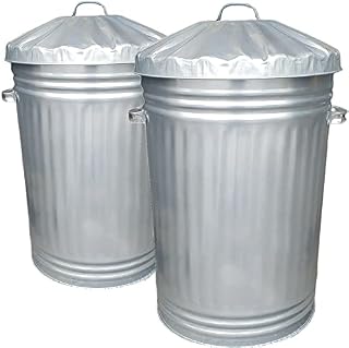 2 x Large 90L Litre Galvanised Steel Metal Bin Ideal for Animal Feed Storage Rubbish Dustbin By KetoPlastics