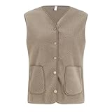 Generisch Teddy Weste Damen Winter Warm Ärmellos Taschen Fleeceweste Bequem Plüschweste Outwear...