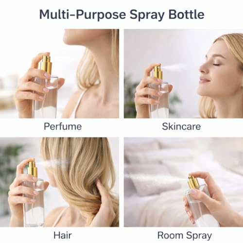 Image of Pure Source India 100ML Thick Glass Spray Bottle - Reusable Perfume Atomizer with Premium Gold Finish (2)