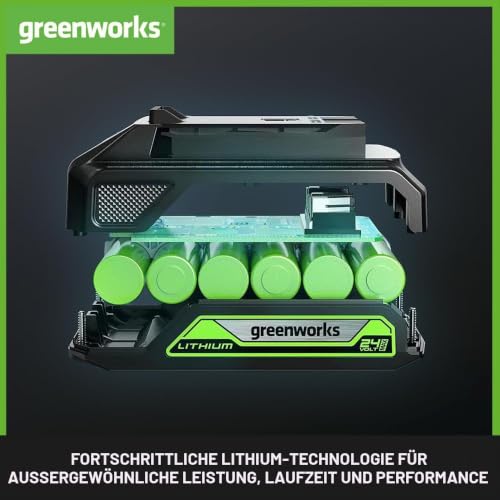 Greenworks 24V Akku - Original Greenworks 2Ah Leistungsstarker Lithium-Ionen Akku, leichtes Design mit 3-stufiger LED Batterieanzeige… – Ansicht 4