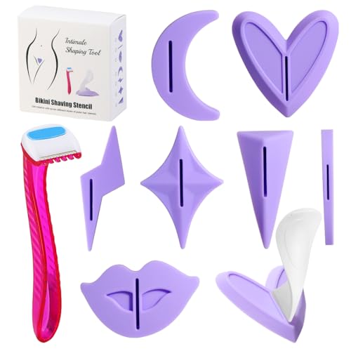 Pubic Hair Stencils Women Bikini Privates Shaving Stencil for Women Intimate Pubic Hair Trimmer with 7 Shapes Perfect for Bikini Area Shaping and Styling
