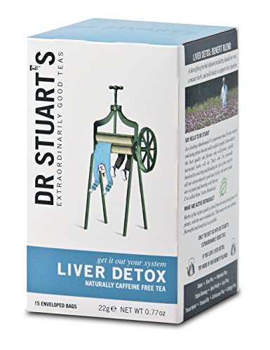 Dr Stuarts Tisane détox pour le foie 15 sachets (paquet de 4) - Fabriqué dans une usine neutre en carbone - Queens Award For Enterprise
