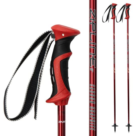 Zipline Lollipop 14.0 Graphite Carbon Composite Ski Poles – Lightweight, Durable, All-Mountain – Ergonomic Grip, Vibration Dampening, Ideal for