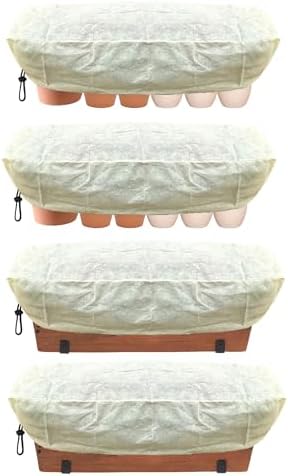 Plant Covers Freeze Protection, 4 Packs 47.5'' X 23.5'' Rectangular Plant Covers for Winter, Plant Frost Protection Covers for Outdoor Plants, Plant Blankets Freeze Protection with Drawstring