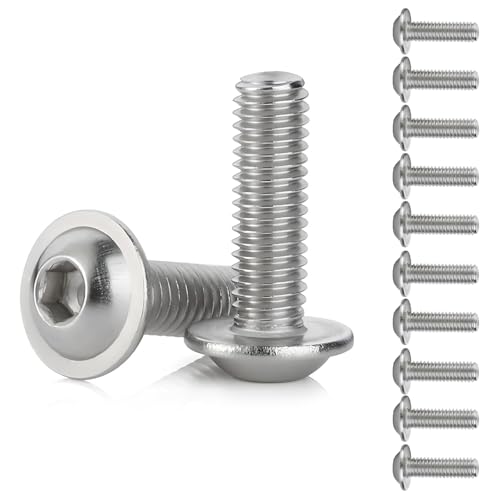 Tornillos de Carenado para Moto M5 x 20mm (Pack de 10) | Acero Inoxidable 304 | Tornillos de Cabeza Bombada con Brida Integrada (Arandela) | Universal para Cúpula y Carrocería | Repuestos de Precisión