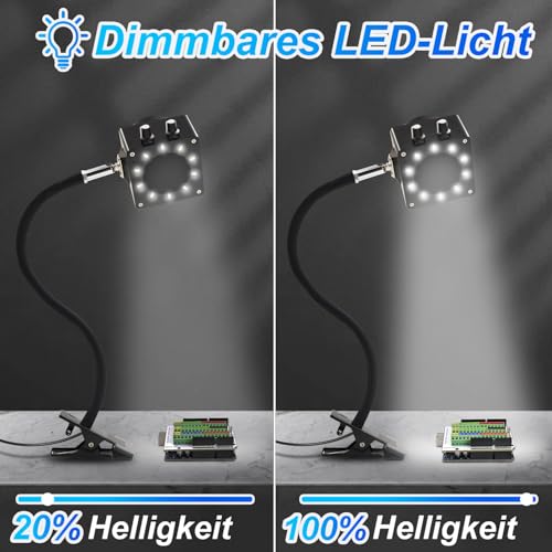 Treedix Lötrauchabsorber, Lötdampf-Absaugventilator mit Dimmbarem LED-Licht und Saugkraft, 15 Aktivkohlefilter für Löten, Schweißen, Holzverbrennung und Hartlöten(schwarz)