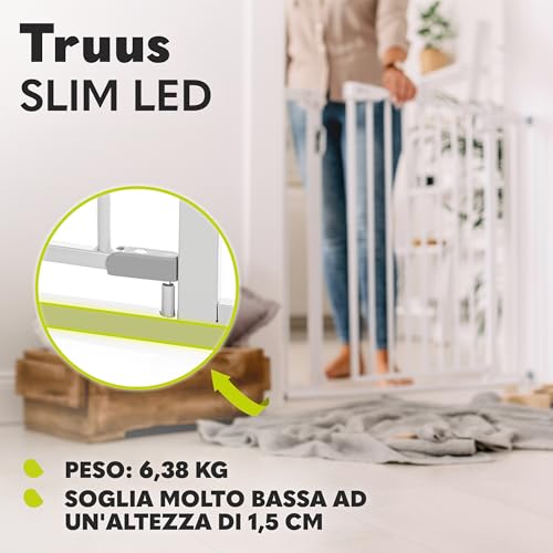 Lionelo Truus Slim Led Cancelletto Di Sicurezza Con Luce, Larghezza Regolabile Da 75 A 105 Cm Con Fissaggio A Pressione, Alt 77 Cm, Apertura Entrambe Le Direzioni, Led Con Sensore Crepuscolo - 5