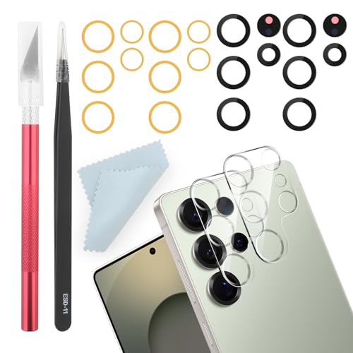 �o�b�N���A�J���������Y�K���X2�Z�b�g Samsung Galaxy S25 Ultra���A�J�����K���X�p + Galaxy S25 Ultra�J���������Y�ی�t�B����2�� �C���L�b�g�t��