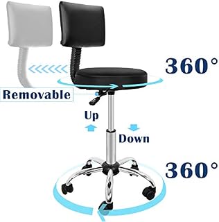 Hydraulic Swivel Medical Salon Stool Clinic Spa Massage Stool Rolling Manicure Chair W/Backrest