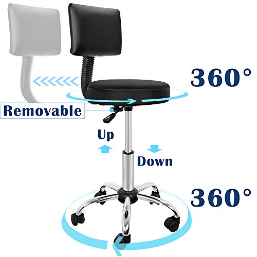Hydraulic Swivel Medical Salon Stool Clinic Spa Massage Stool Rolling Manicure Chair W/ Backrest for Tattoo Facial Spa