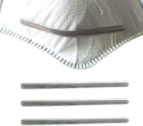 100Pcs Aluminum Strip Nose Bridge with Tape, 85mm(3.35") Flat Mask Aluminum Wire for Face DIY Making Accessories Crafts (100PCS, R)