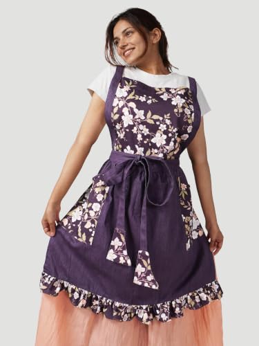 Image of 100% Cotton Unisex Apron - Adjustable Neck Straps, Vibrant Print, Reinforced Stitching, Multipurpose& Deep Pocket - for Cooking, Catering, Gardening, Painting-Printed Aprons