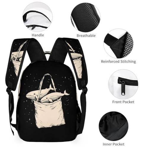 Whale in The Bag Funny Backpack Set Lunch Bag Pencil Case Makeup Bag 3 in 1 for Men Women Travel3
