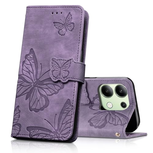 CXTCASE Funda para Xiaomi Redmi Note 13 4G, Funda Tapa Libro Movil Carcasa PU Cuero para Xiaomi Redmi Note 13 4G, Púrpura