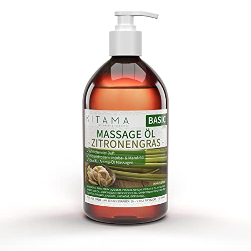 Kitama Massageöl Aroma Zitronengras - Körper-Öl für Massagen - Pflegeöl - Aroma-Öl - pflegendes Entspannungs-Öl - Thai - 500ml