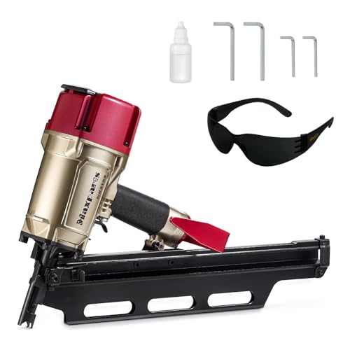 Maxparts Framing Nailer NR2183 21 Degree Plastic Strip Nail Gun with Aluminum Magazine Quick Shooting Pneumatic Tools for Wood Constructions