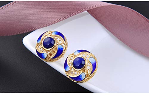 Pendientes S925 plata de ley tipo botón con diseño cloisonné esmaltado 6