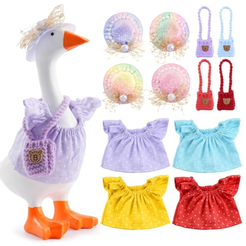 linastu 4 Set 7inch Desk Goose Outfits, Mini Desktop Goose Clothes Desk Gooses Accessories Set for...